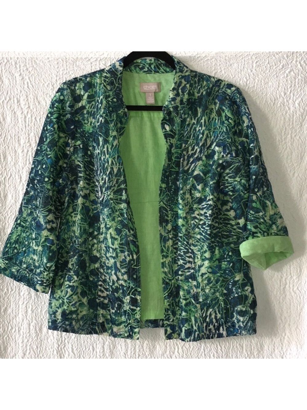 CHICO'S Long Sleeve Open Front Jacket